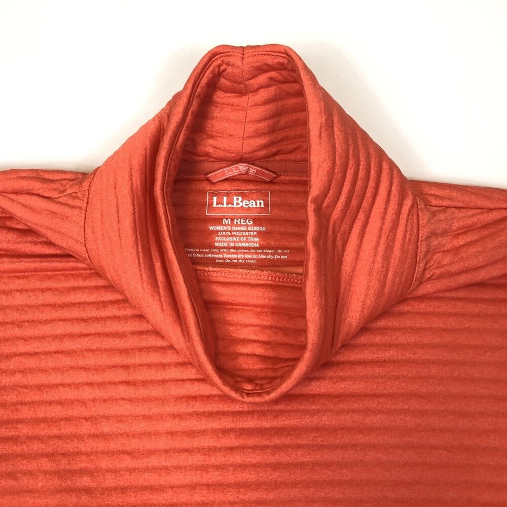 LL Bean Womens Airlight Funnelneck Ribbed Orange Pullover Size Medium 519210 - Picture 5 of 10